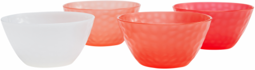 TarHong Warm Hammered Tidbit Bowl Set - 4 pk - Red/White Perspective: front