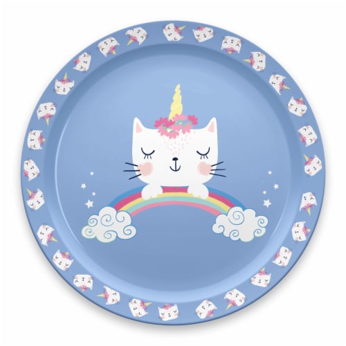 TarHong Unicat Rimmed Plate - Blue Perspective: front
