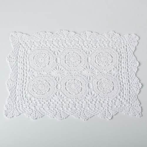 Saro Lifestyle 869.W1420B 14x20in Rectangle Handmade Crochet Lace PlacematWhite, Set of 4, 1