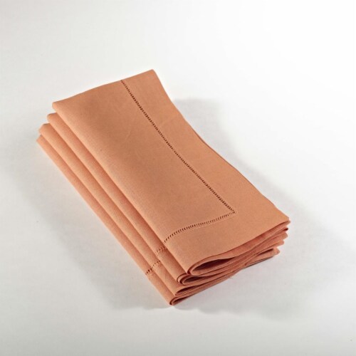 Saro Lifestyle 20 in. Everyday Square Hemstitched Dinner Napkin - Persimmon, Set of 4 Perspective: front