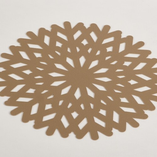 Saro Lifestyle 8001.GL15R 15 in. Round Snowflake Design Placemat - Gold, Set of 4 Perspective: front
