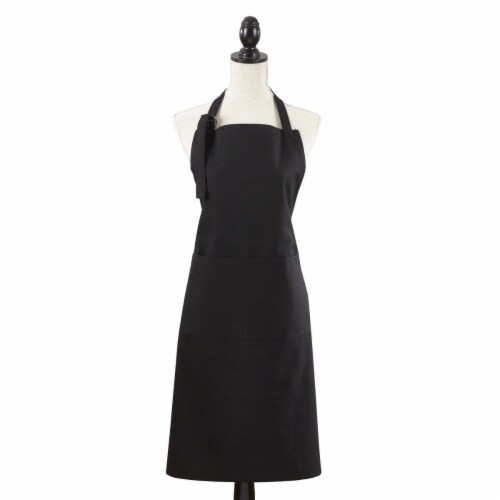 SARO 2443.BK01 Classic Cuisine Denim Pocket Apron - Black Perspective: front