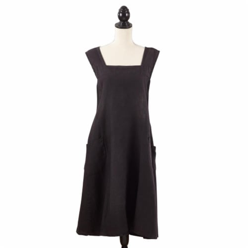 SARO 1059.BK01 Chic Cuisine Slip-on Striped Apron - Black Perspective: front