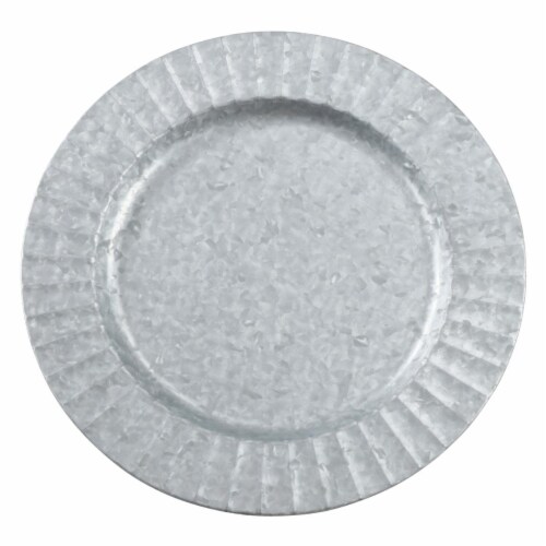 SARO CH373.S13R 13 in. Round Ruffled Galvanized Table Chargers - Silver Set of 4 Perspective: front