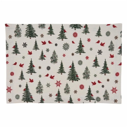 Saro Lifestyle Holiday Placemats with Christmas Tree & Snowflakes Design Perspective: front
