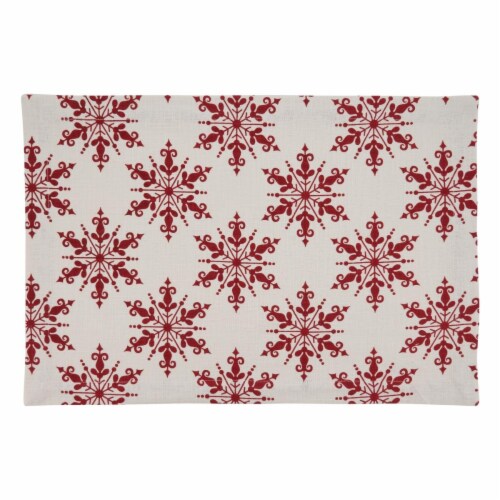 SARO 7553.R1420B Cotton Placemats with Snowflake Design - Set of 4 Perspective: front