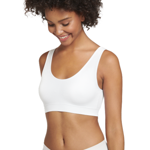 Jockey® Women's Modern Micro Scoop Neck Crop Top - White Perspective: front