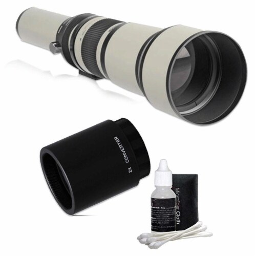 650-1300mm Telephoto Lens W/ 2x Teleconverter =650-2600mm For Dslr Camera Perspective: front