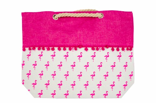 James Paul Products Flamingo Print Beach Bag - Pink/White Perspective: front