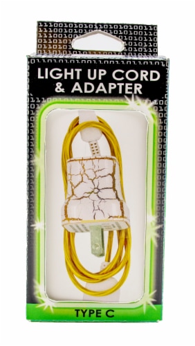 James Paul Products Light Up Type C Cord & Adapter - White/Yellow Perspective: front