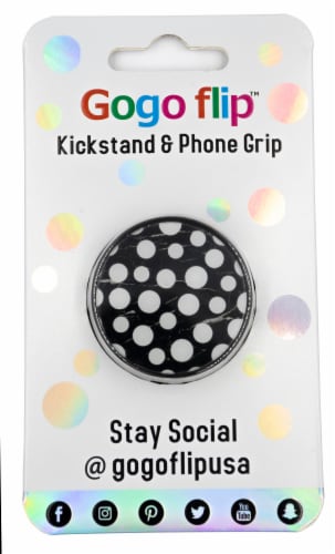 GogoFlip Kickstand & Phone Grip - Black/White Perspective: front