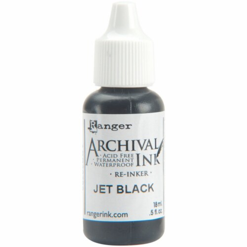 Ranger Archival Pad Reinker .5oz-Jet Black Perspective: front