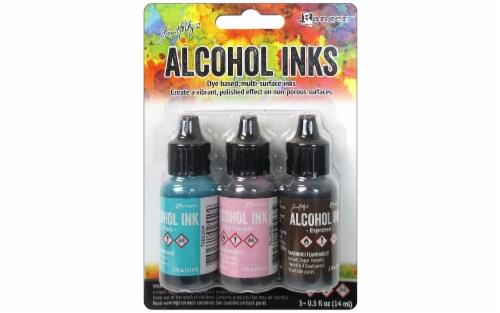 Tim Holtz Alcohol Ink .5oz 3/Pkg-Retro Cafe-Pool/Pink Sherbert/Espresso Perspective: front