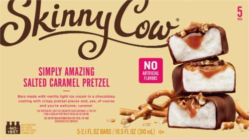 Skinny Cow Simply Amazing Salted Caramel Pretzel Low Fat Ice Cream Bars Perspective: front