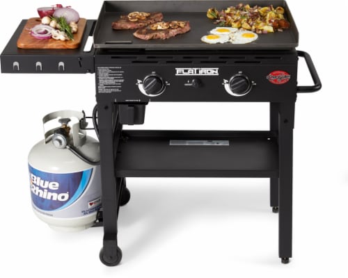 Char-Griller Flat Iron 3-Burner Outdoor Griddle GAS Grill with Lid in Black