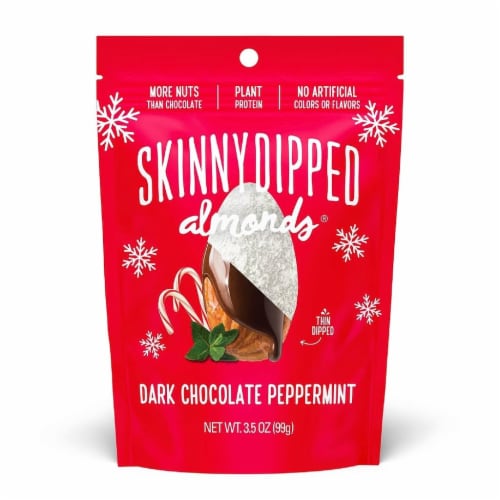 Skinny Dipped Dark Chocolate Peppermint Almonds® Perspective: front