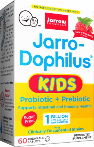 Jarrow Formulas® Jarro-Dophilus® Kids Raspberry Probiotic + Prebiotic 1B Perspective: front