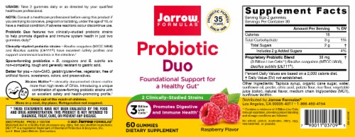 Jarrow Formulas® Raspberry Probiotic Duo Gummies Perspective: front