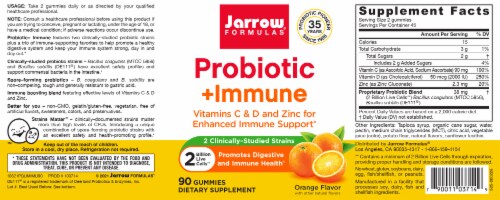 Jarrow Formulas® Orange Flavor Probiotic + Immune Gummies Perspective: front