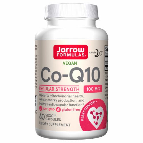 Jarrow Formulas® Co-Q10 Regular Strength Heart Support Veggie Capsules 100mg Perspective: front