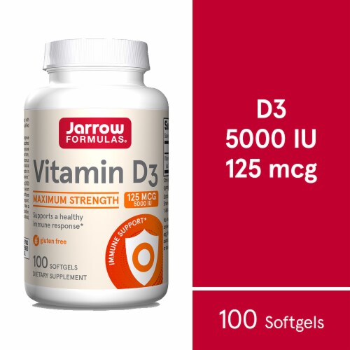 Jarrow Formulas® Maximum Strength Vitamin D Softgels Perspective: front