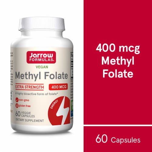 Jarrow Formulas® Extra Strength Methyl Folate Capsules Perspective: front