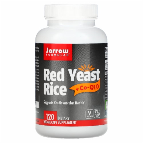 Jarrow Formulas® Red Yeast Rice + Co-Q10 Herbal Heart Health Dietary Supplement Veggie Capsules Perspective: front