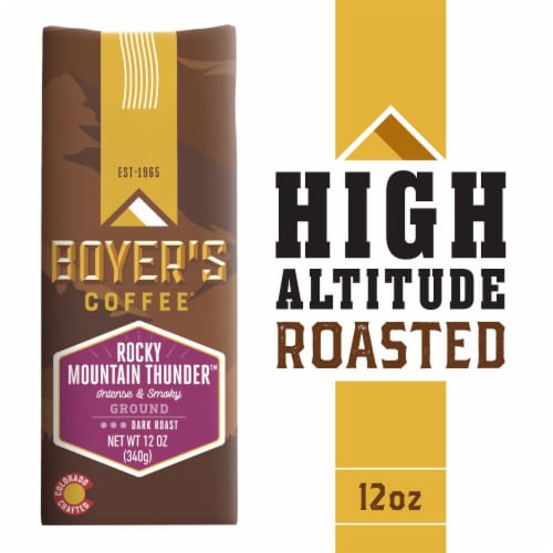Boyer's Coffee™ Rocky Mountain Thunder Dark Roast Ground Coffee Perspective: front