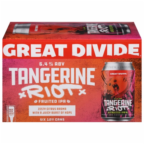 Great Divide Riot Tamgerine IPA Beer 6 Cans / 12 fl oz Perspective: front