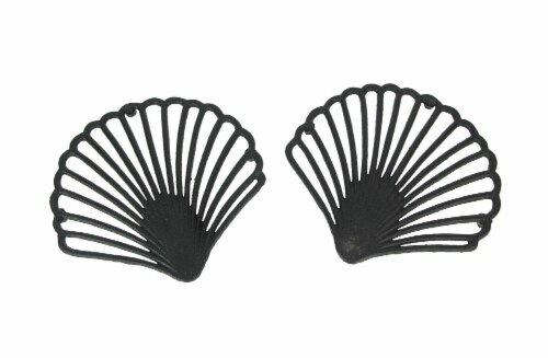 Set of 2 Black Cast Iron Scallop Seashell Trivets Kitchen Accessories Home Decor Perspective: front