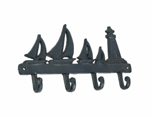 Blue Cast Iron Sailboat Wall Hook Decorative Key Rack Coat Hanger Nautical  Decor, One Size - Jay C Food Stores