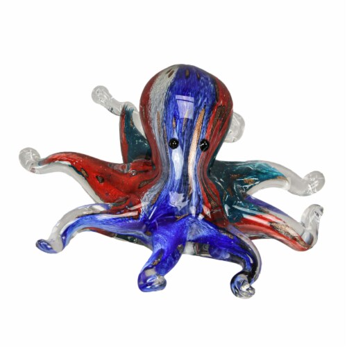7 In Multicolor Blown Glass Octopus Paperweight Figurine Home Decor Sculpture Perspective: front