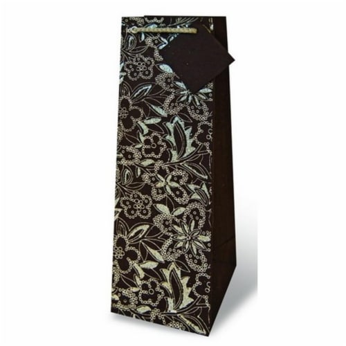 Wrap-Art 17171 Sophisticated Floral Wine Bottle Gift Bag Perspective: front