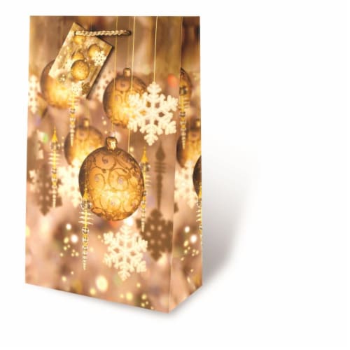Wrap-Art 17463 2-Bottle Festive Holidays Bag Gold Perspective: front