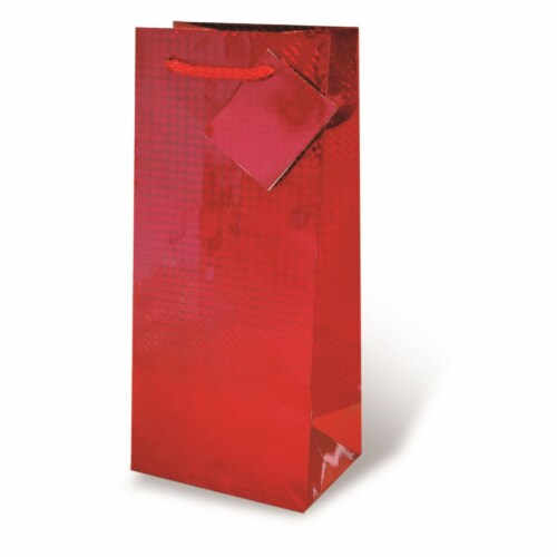 Wrap-Art 17467 1.75 Litre Red Foil Printed Papper Bag with Plastic Rope Handle Perspective: front