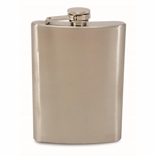 Wrap-Art 26649 8 oz Stainless Steel Flask with Funnel Perspective: front