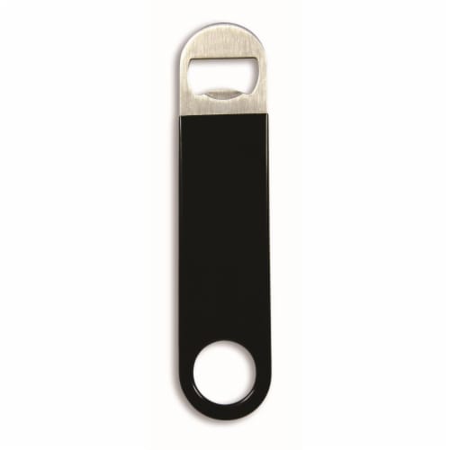 Wrap-Art 26668 Stainless Steel with Vinyl Grip Bottle Opener Black Perspective: front