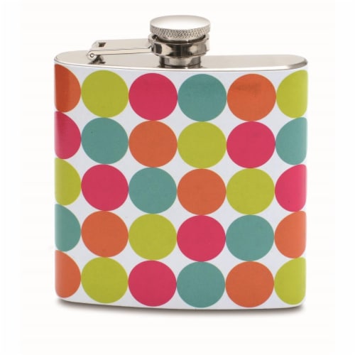 Wrap-Art 26814 6 oz Polka Dots Flask Perspective: front