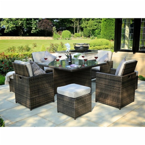 9 piece rattan on sale outdoor dining set