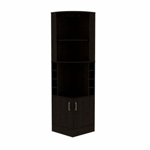 Egina Corner Bar Cabinet Two External Shelves Black 1 Unit Kroger