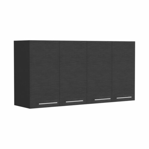 47.2 in. W x 13.1 in. D x 23.6 in. H Black Wood Ready to Assemble Wall Kitchen Cabinet with Shelves and 4-Doors