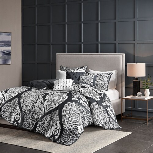 Gracie Mills 6 Piece Printed Duvet Cover Set GRACE 3134 Black
