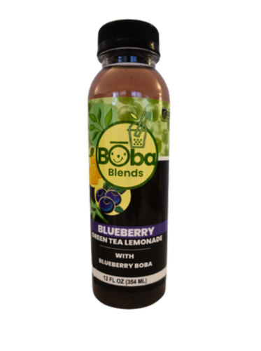 Maglio Boba Blends Blueberry Green Tea Lemonade with Blueberry Boba Bottle Perspective: front