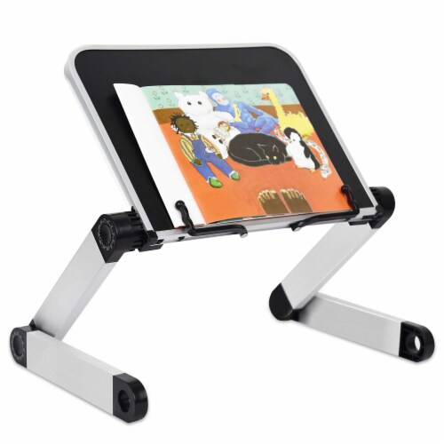 RAINBEAN Aluminum Adjustable and Foldable Portable Desk Book Holder in Black Perspective: front