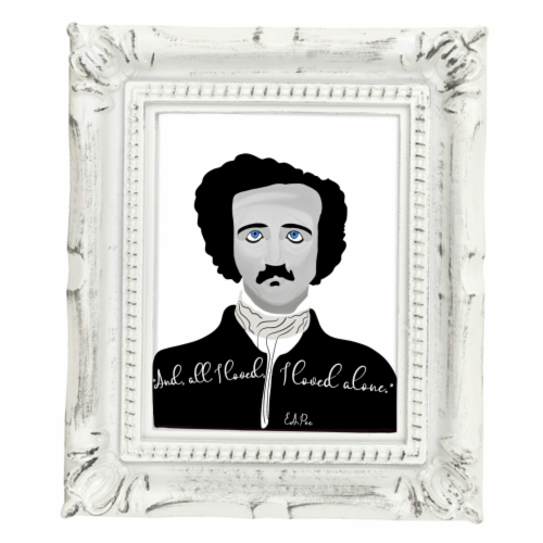 Framed Mini Print - Edgar Allan Poe - And, All I Loved, I Loved Alone Quote - 4x3.5 in Frame Perspective: front