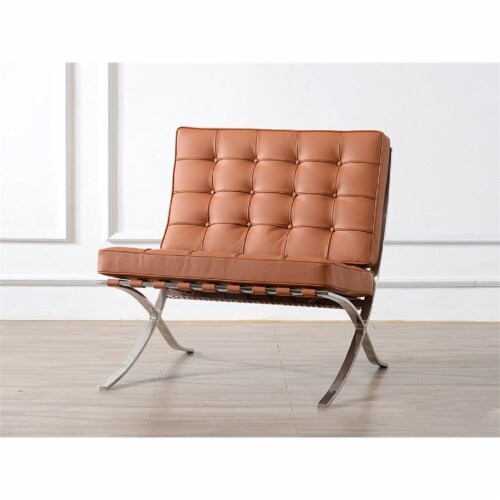 CRO Decor 30 Genuine Leather Accent Chair Lounge Chair in Amber 1
