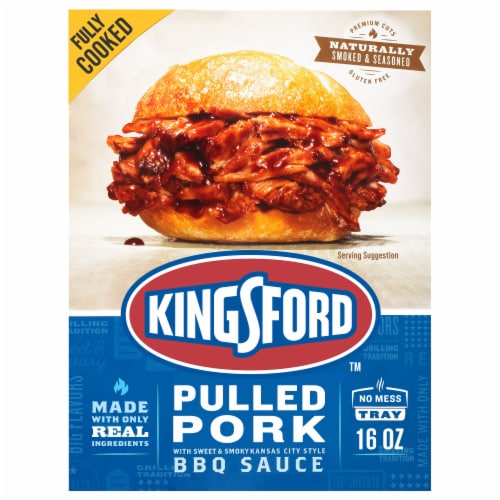 Kingsford Pulled Pork with Sweet & Smoky Kansas City BBQ Sauce Perspective: front
