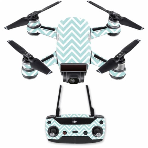 MightySkins DJSPCMB-Aqua Chevron Skin Decal for DJI Spark Mini Drone Combo Sticker - Aqua Che Perspective: front