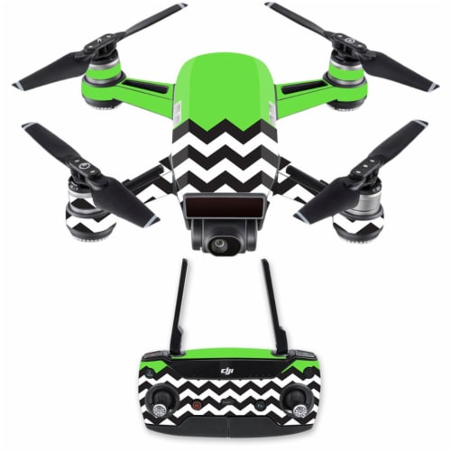 MightySkins DJSPCMB-Lime Chevron Skin Decal for DJI Spark Mini Drone Combo Sticker - Lime Che Perspective: front