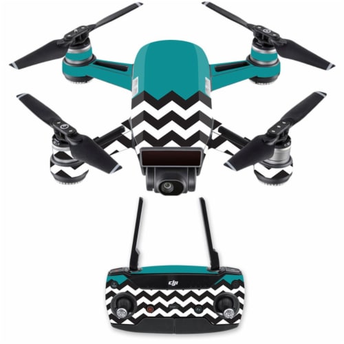MightySkins DJSPCMB-Teal Chevron Skin Decal for DJI Spark Mini Drone Combo Sticker - Teal Che Perspective: front